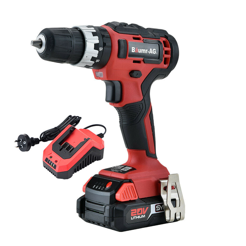 20V SYNC Cordless Lithium Power Drill Kit, with Battery, Charger, Hammer Drill Function, Accessory Kit