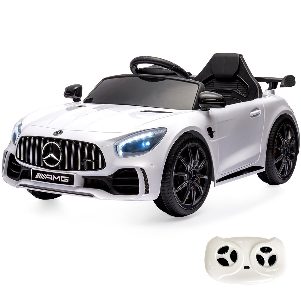 Licensed Mercedes Benz AMG GTR Electric Ride On Toy Car for Kids, with Parental Remote Control, White