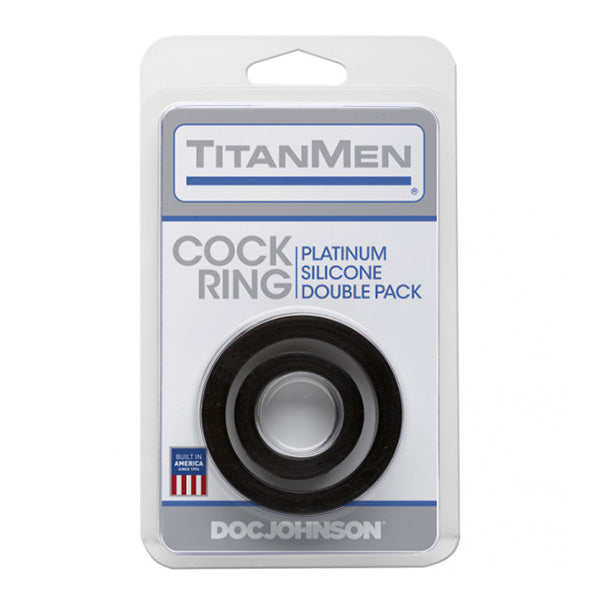 TitanMen Silicone Cock Rings Double Pack Black