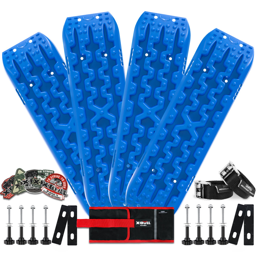 XBULL Recovery tracks Boards 10T 2 Pairs Sand Mud Snow With Mounting Bolts pins Blue