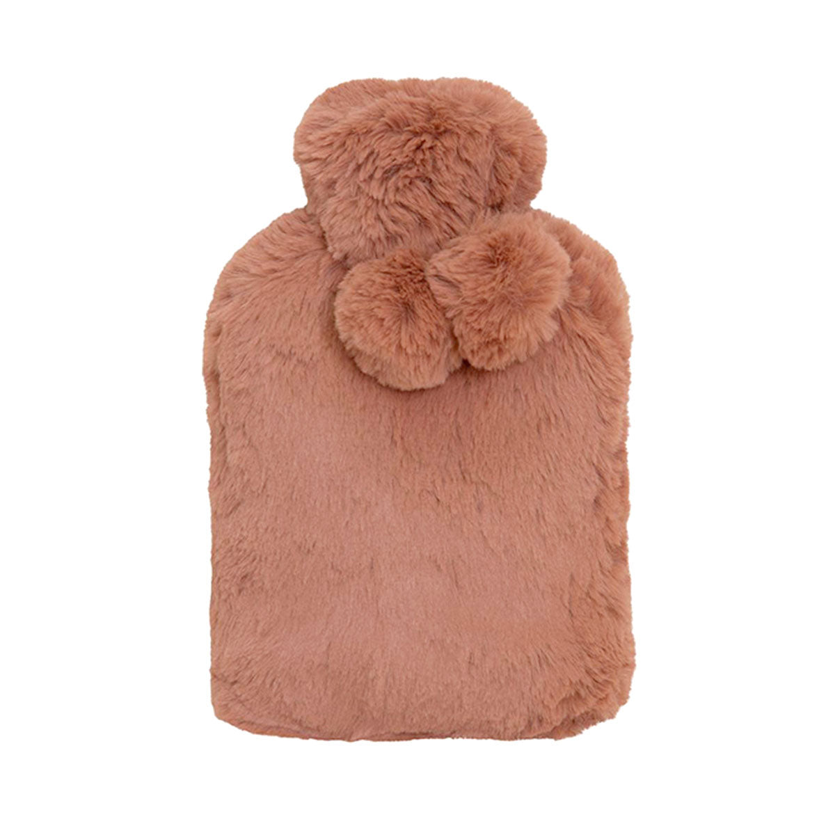 Amara Hot Water Bottle with Super Plush Faux Fur Cover Clay Pink