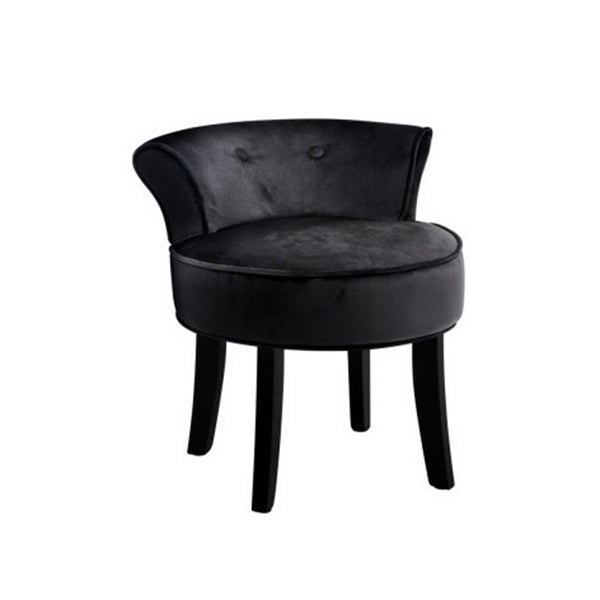 Velvet Vanity Stool Backrest Black