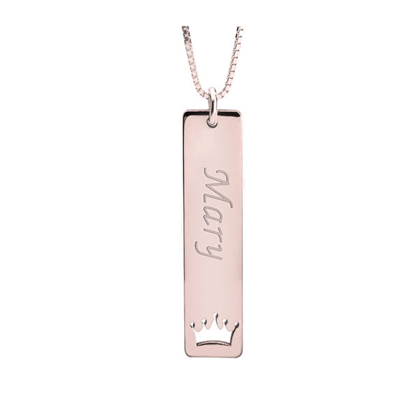 Vertical Name Bar Necklace With Symbol