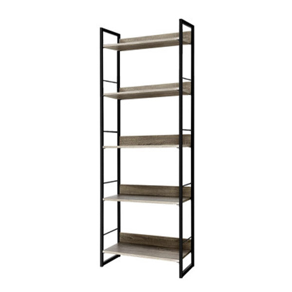 Bookshelf Wooden Display Shelves Storage Metal Wall Black