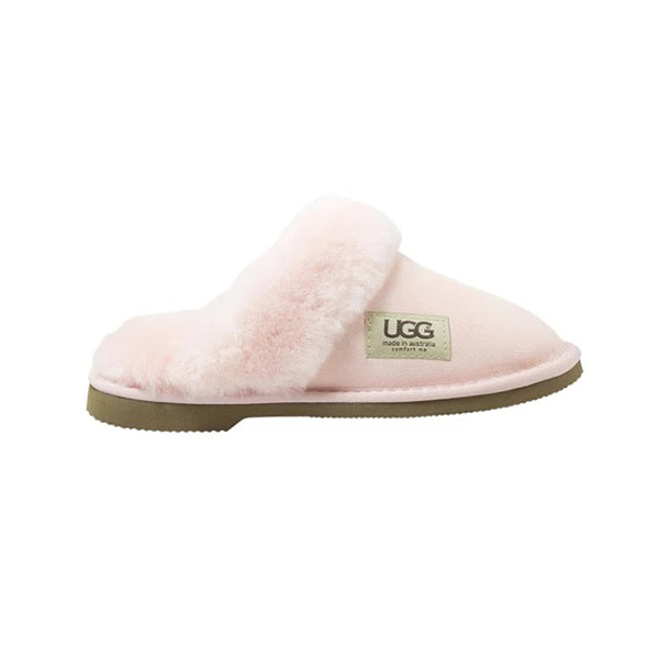 UGG Merino Sheepskin Fur Trim Scuff Memory Foam Pink