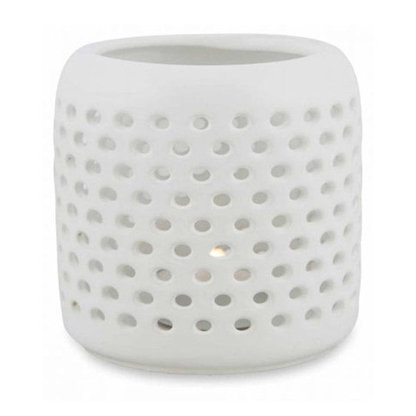 Ceramic Candle Holder White With Holes 105Mm