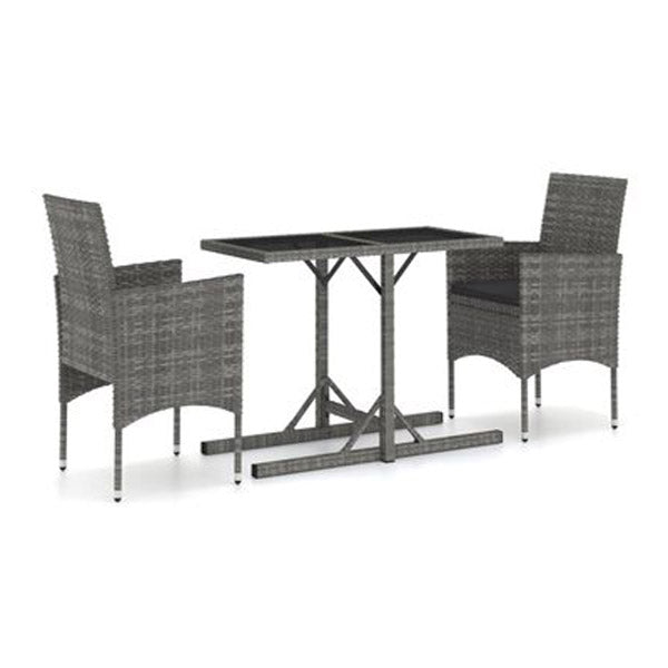 3 Piece Garden Dining Set With Cushions Grey And Anthracite