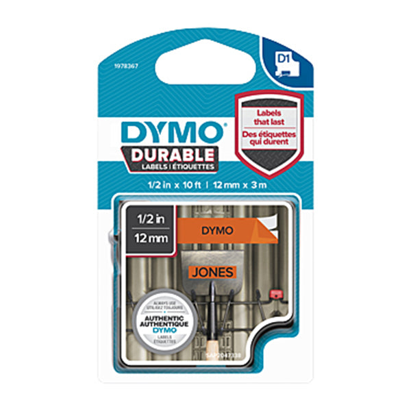 Dymo D1 Dur Blk On Orn 12 Mm X 3 M