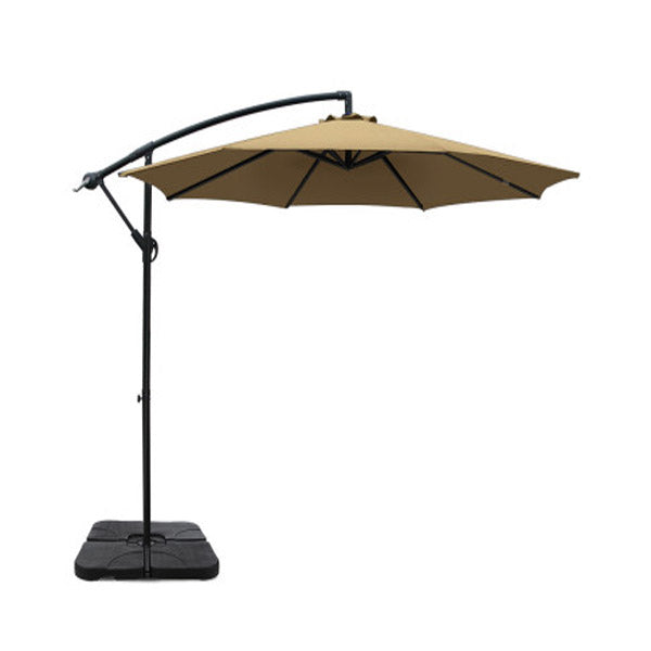 3M Outdoor Umbrella Cantilever With 50X50 Cm Base Garden Patio