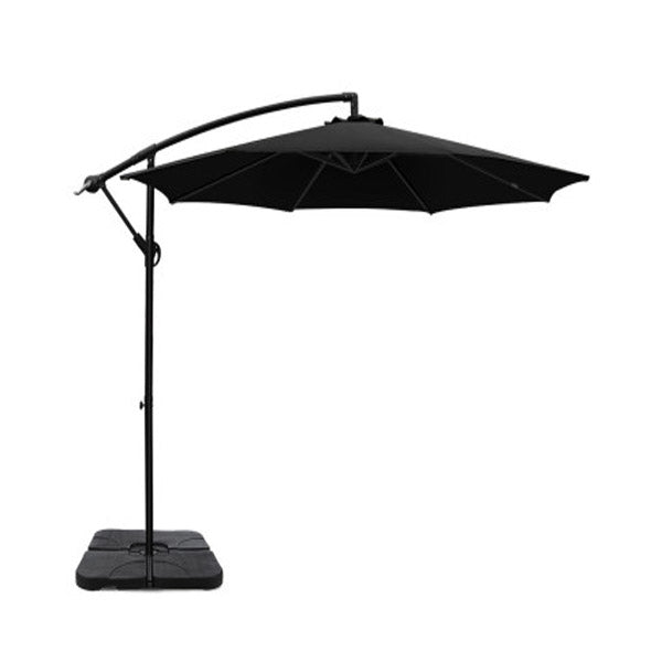 3M Outdoor Umbrella Cantilever With 50X50 Cm Base Garden Patio