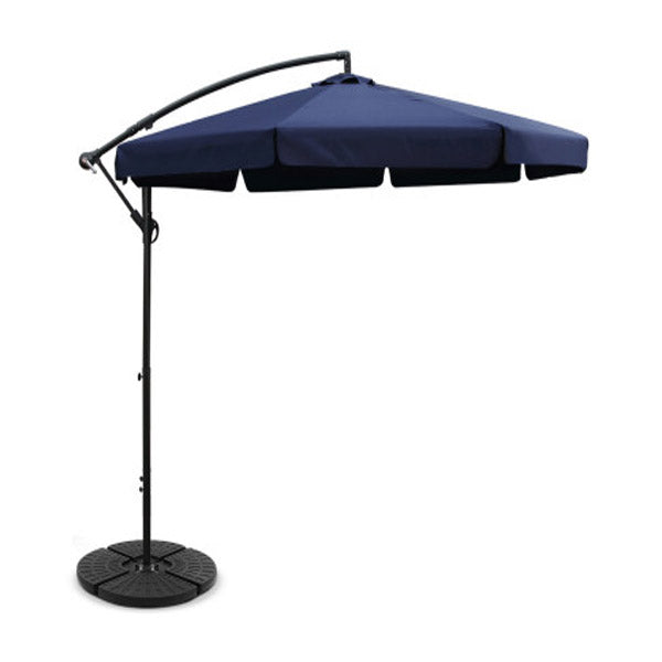 Outdoor Umbrella Cantilever With 48X48 Cm Base Garden Patio 3M