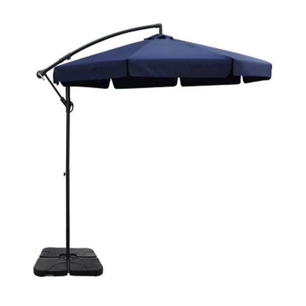 Outdoor Umbrella Cantilever With 50X50 Cm Base Garden Patio 3M