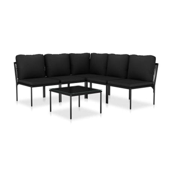 6 Piece Garden Lounge Set With Cushions Black Pvc