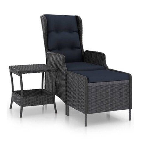 2 Piece Garden Lounge Set With Black Cushions Poly Rattan Dark Grey