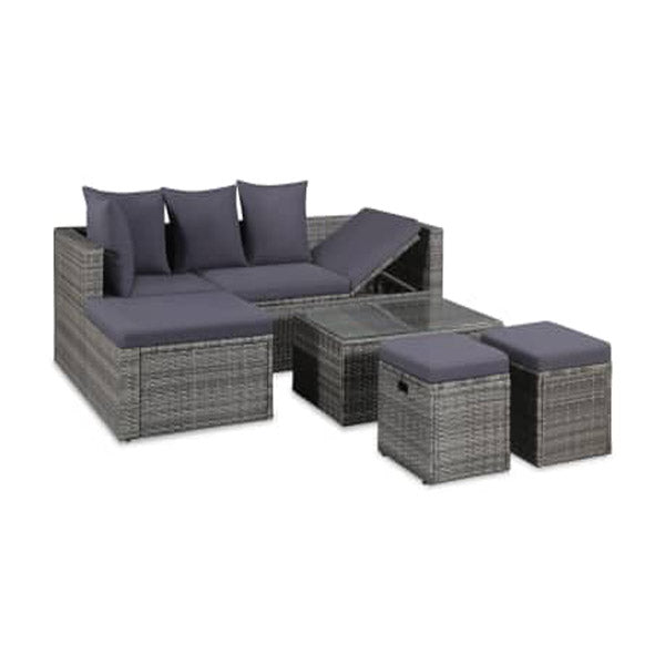 4 Piece Garden Lounge Set With Cushions Poly Rattan Grey