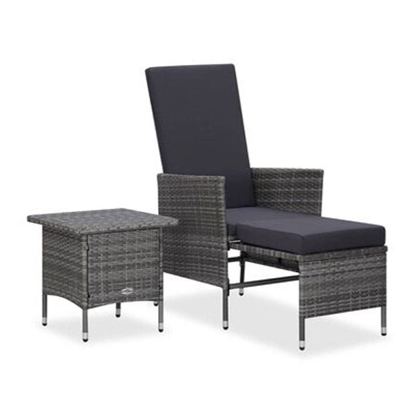 2 Piece Garden Lounge Set With Cushions Grey Poly Rattan