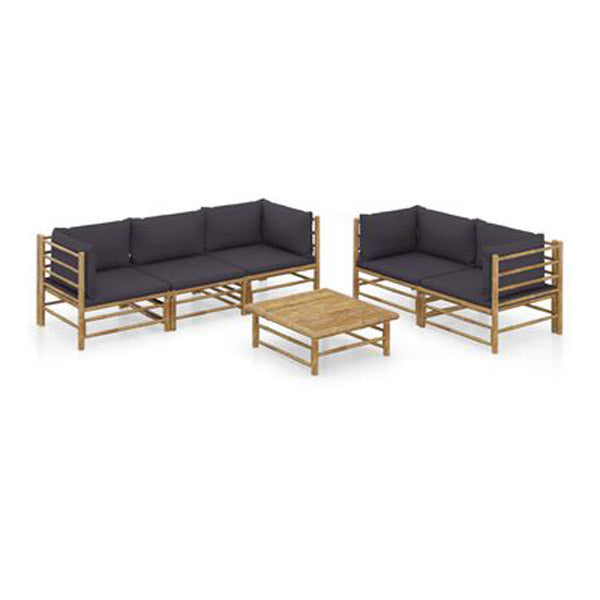 6 Piece Garden Lounge Set With Cushions Bamboo