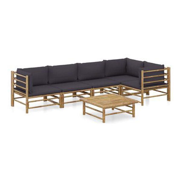 6Piece Garden Lounge Set With Cushions Bamboo