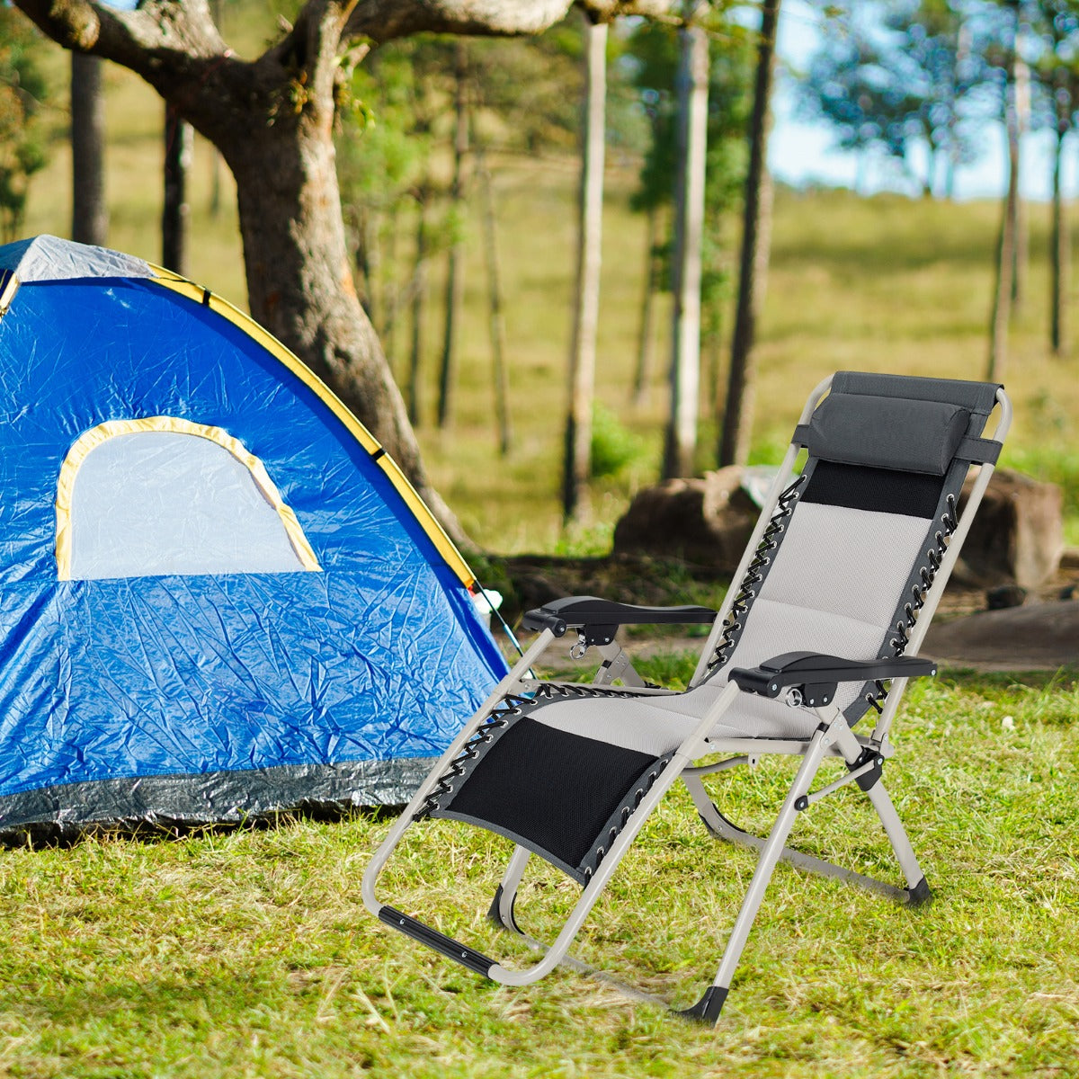 Folding Padded Zero Gravity Chair for Camping and Poolside and Backyard 2 pieces