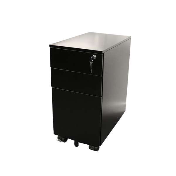 Express 3 Drawer Slimline Mobile Pedestal 610 H X 300 W X 475Mm D Blk