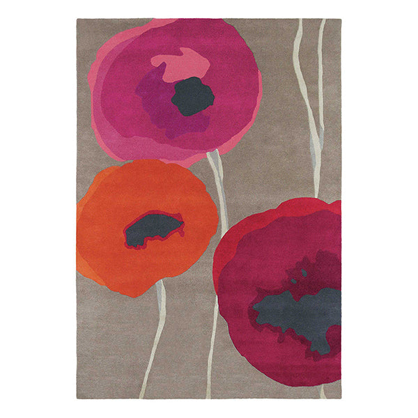 Poppies Red Orange Designer Hand Tufted Rug