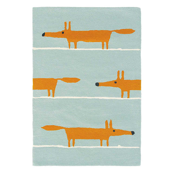 Mr Fox Aqua Designer Hand Tufted Rug