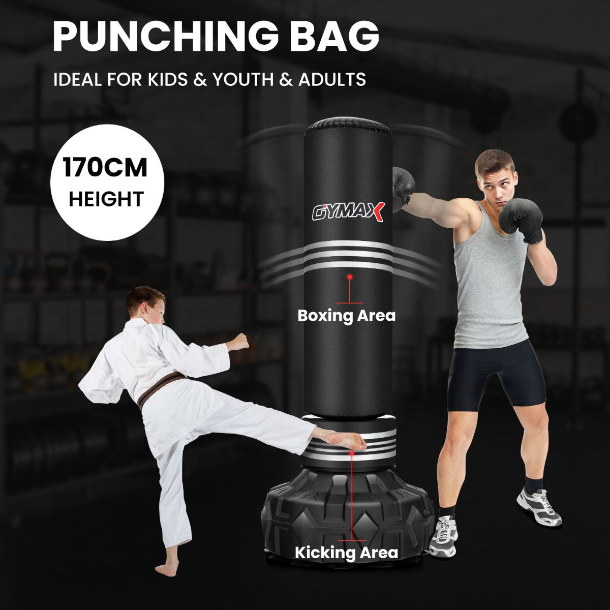 MMA UFC Kick Training Punching Bag with Stand with Fillable Suction Cup Base for Adults