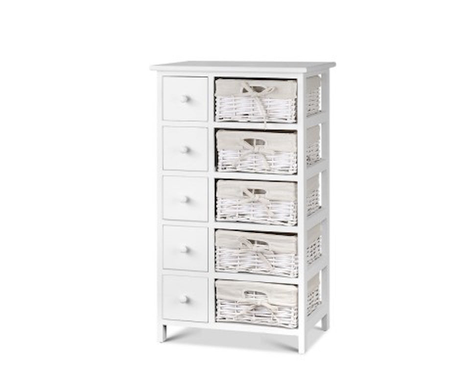 5 Basket Storage Drawers White