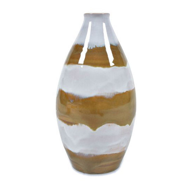 Ceramic Glazed Vase White And Brown 305Mm