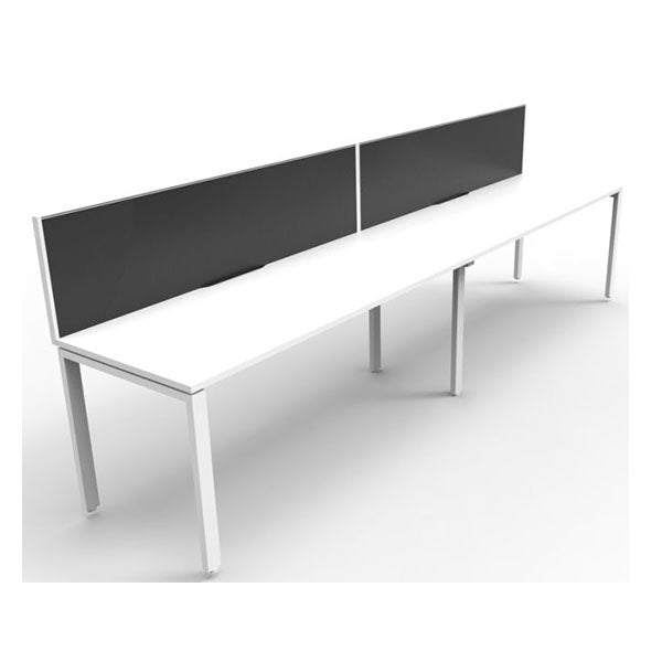 Single Sided 2 Person Workstation With Screen Scalloped Edge 3600Mm