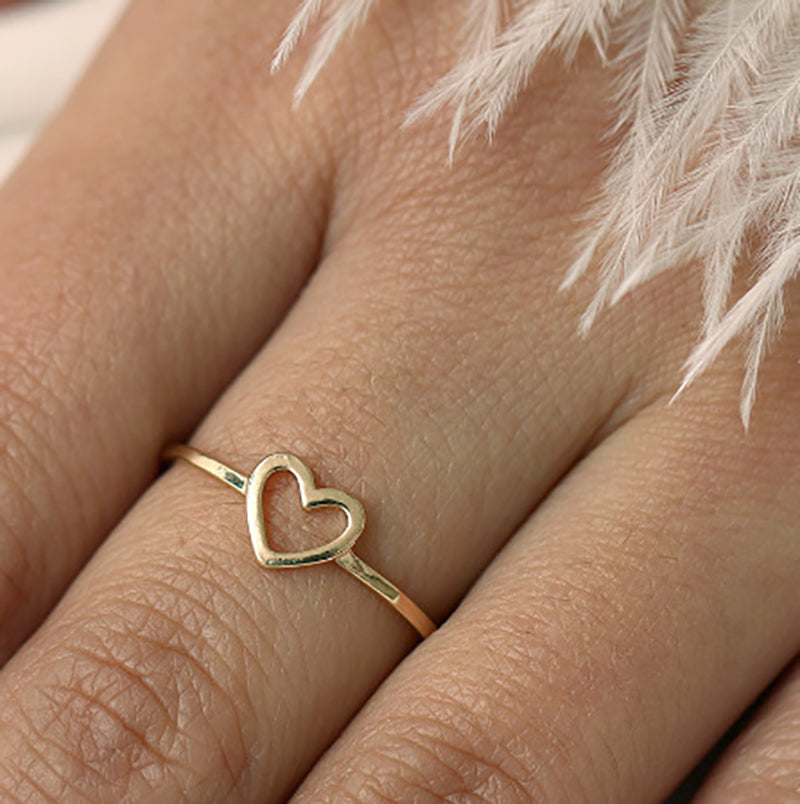 Silver Hollow-out Heart Shape Simplicity Ring For Girls