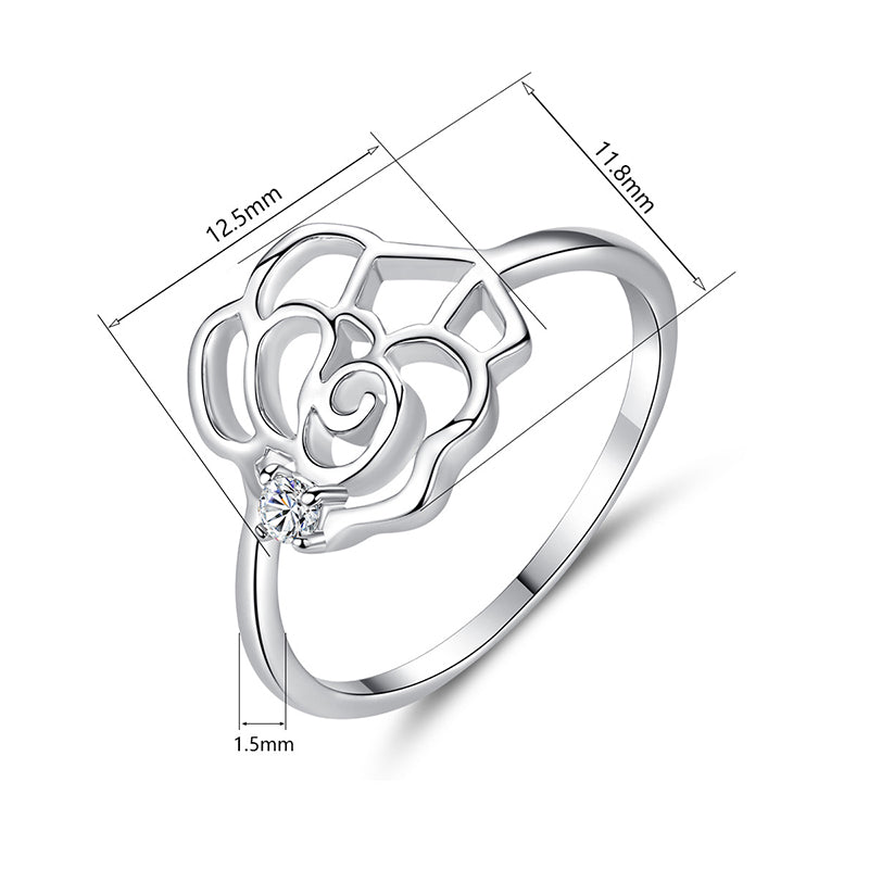 Hollow-out Rose Flower Fashion Ring For Women