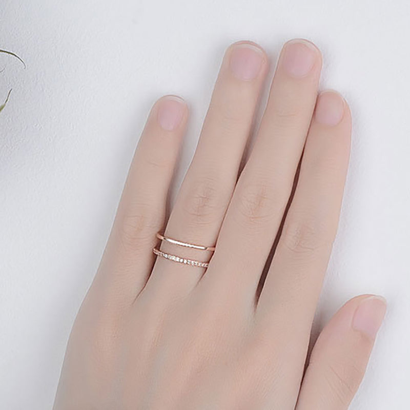 Double Row Different Design Rose Gold Fashion Ring