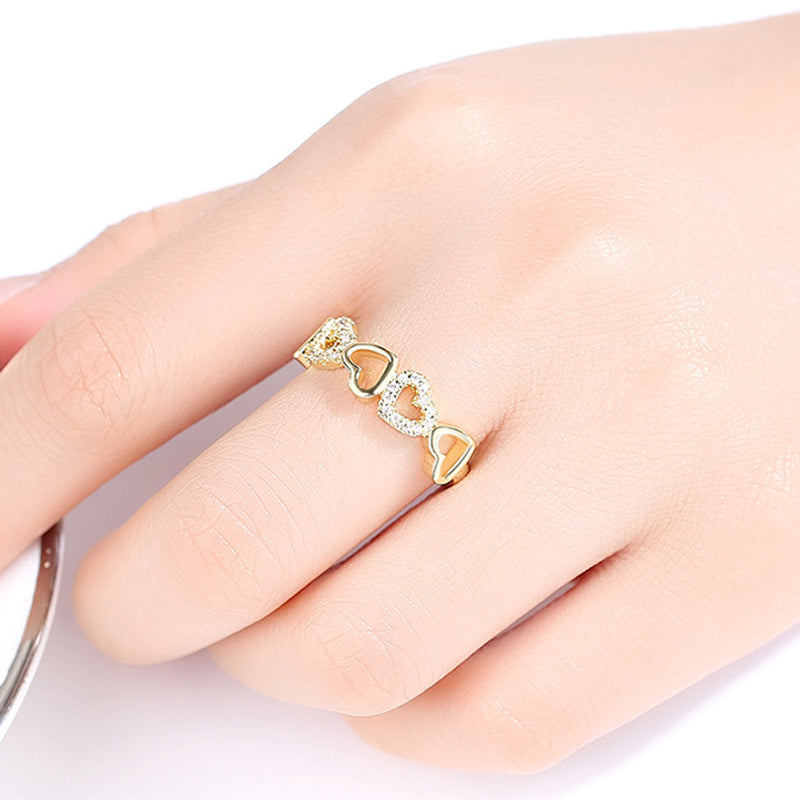 Different Style Gold Heart Stacked Fashion Ring