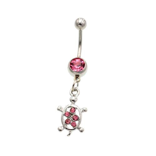 Pink Tortoise Dangled Belly Button Rings - TSZjewelry