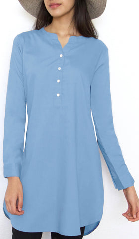 Marvi Indigo Blue Loose Dolman Sleeve Shirt