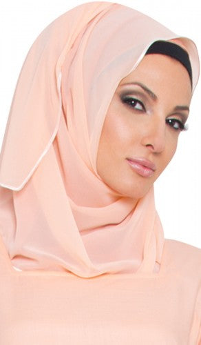 Soft Peach Chiffon Rectangular Wrap Hijab Scarf