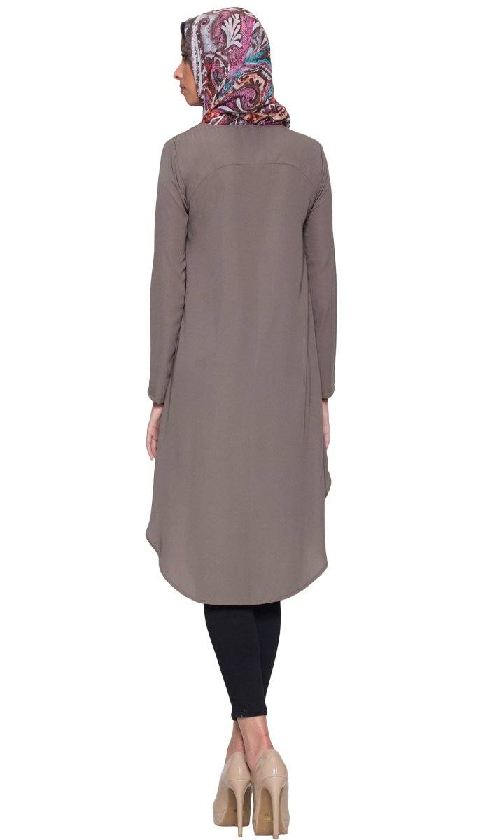 Chic Taupe Long Modest Muslim Tunic Dress | Islamic Clothing | Artizara ...