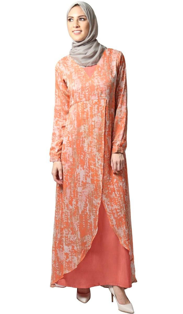 coral marble maxi dress