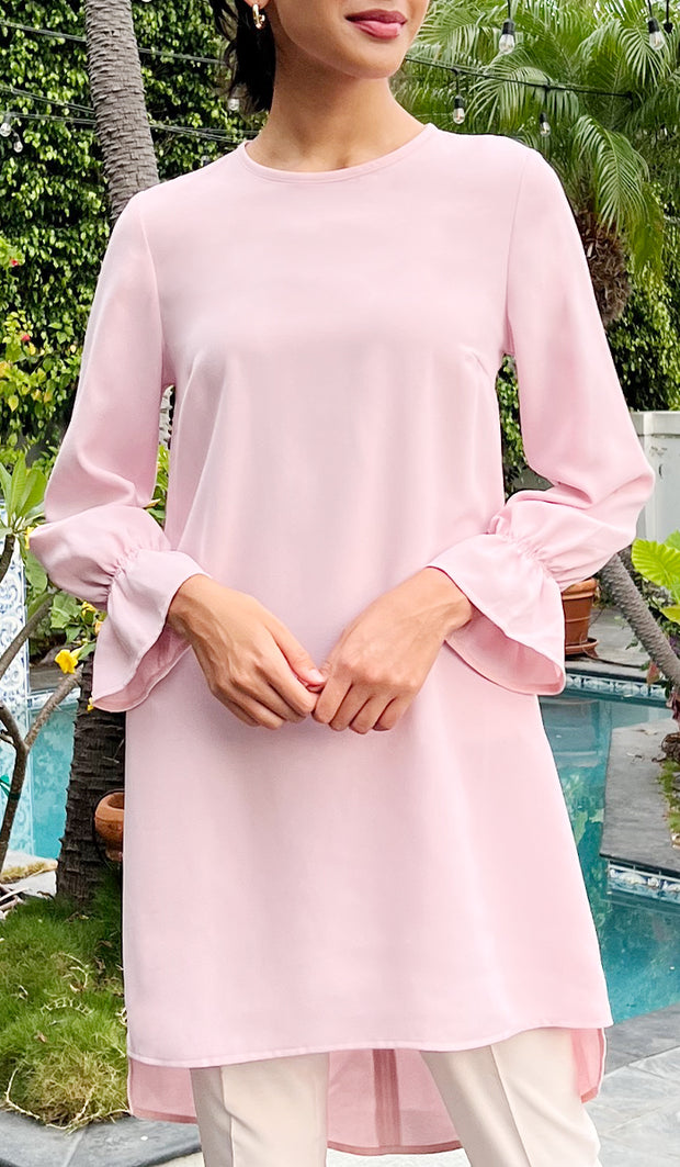 blush pink modest dress