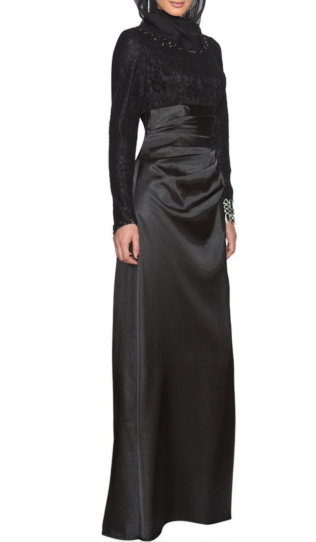 modest long black formal dresses