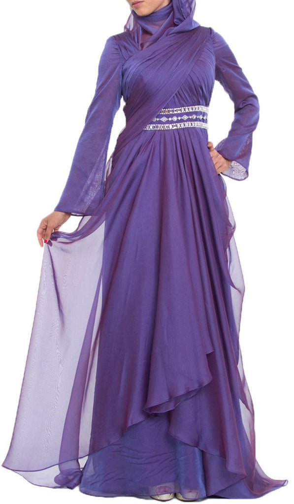purple dinner gown