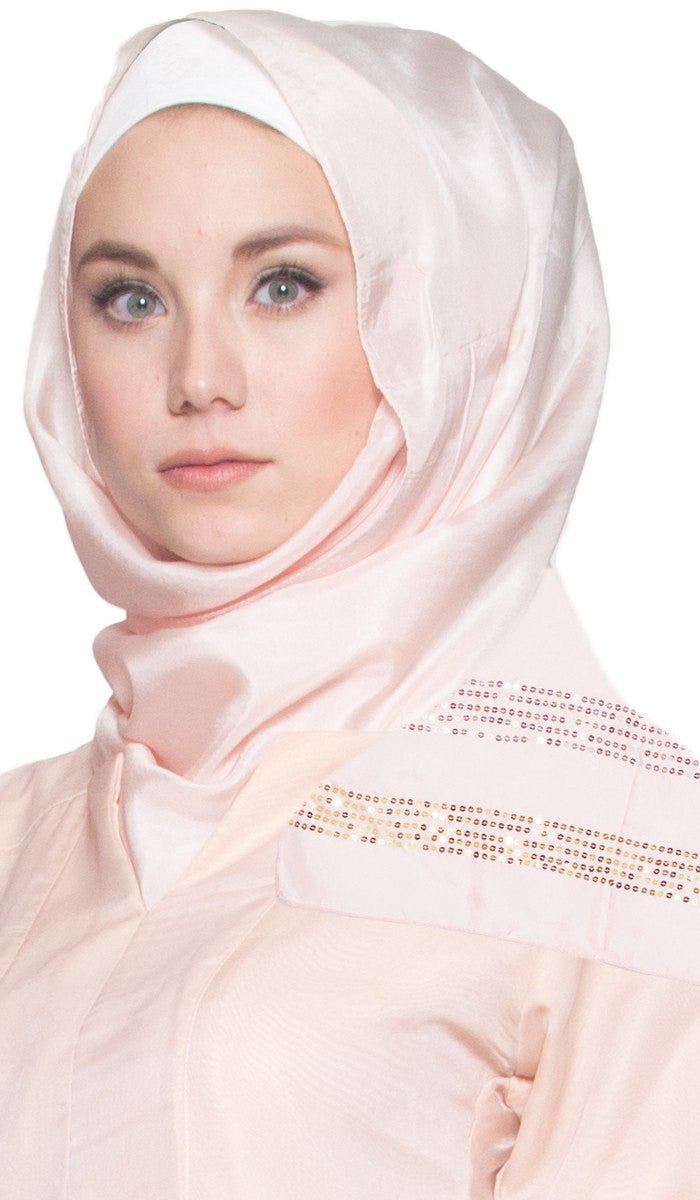 Blush Pink Silk Wrap Hijab Scarf With Sequins Hijabs Scarves