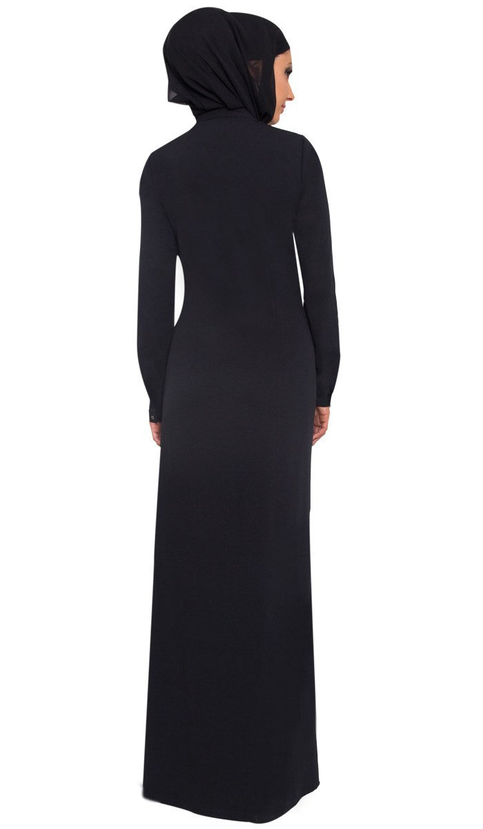 Elegant Long Sleeve Black Modest Muslim Formal Abaya Dress | Artizara ...