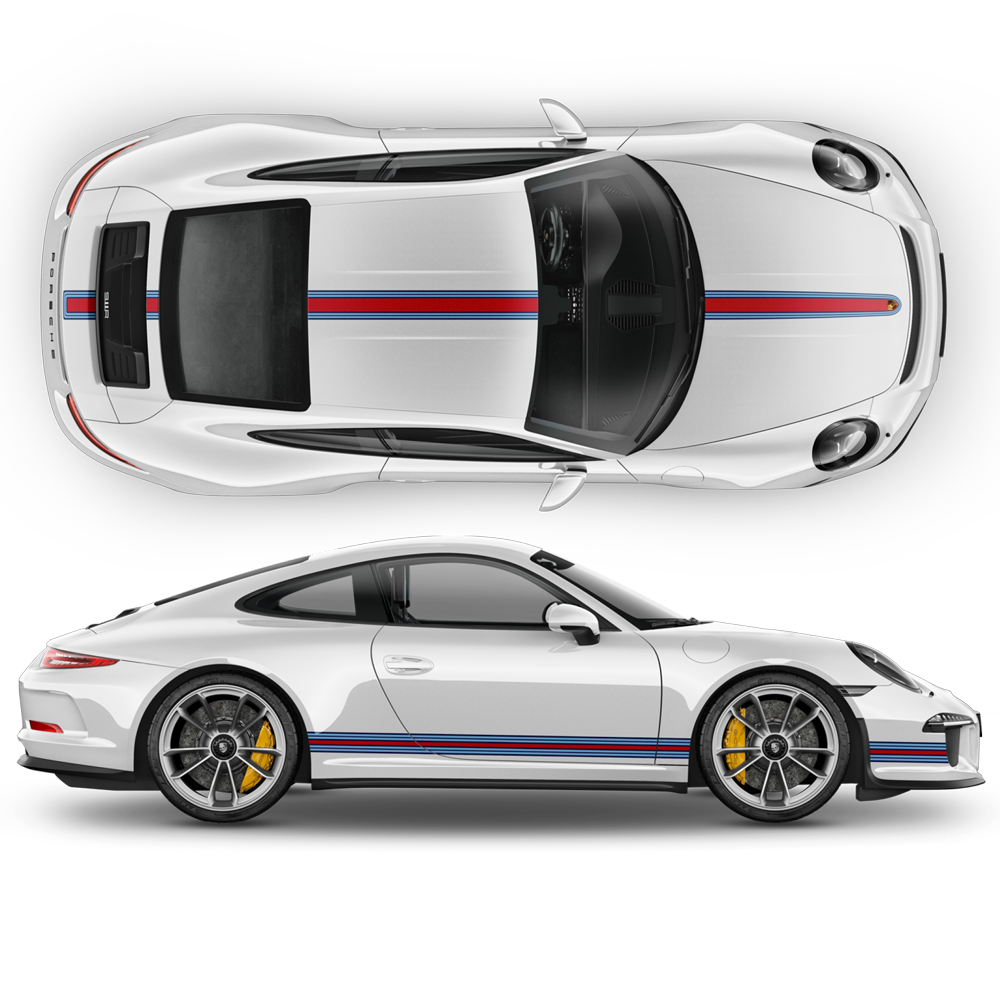 THIN Martini Racing stripes set, for Porsche Carrera 1999 - 2021