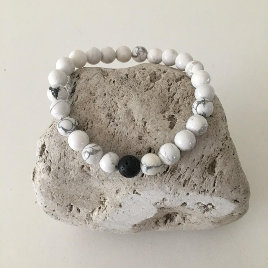 Howlite and Lava Rock 8mm Stone Healing Distance Bracelets - Earth And Soul