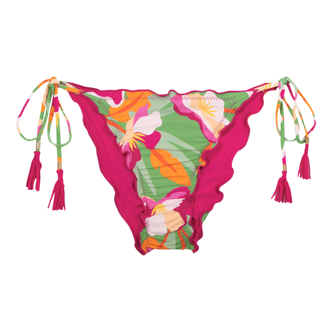 Floral Double Tie Side Thong Bikini Bottom in Lily Garden