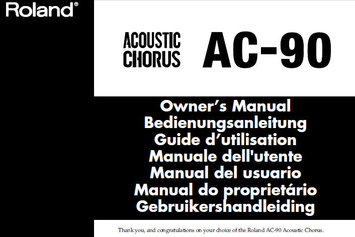 Roland Ac 90 Acoustic Chorus Guitar Amplifier Owner S Manual Inc Conn The Manuals Service