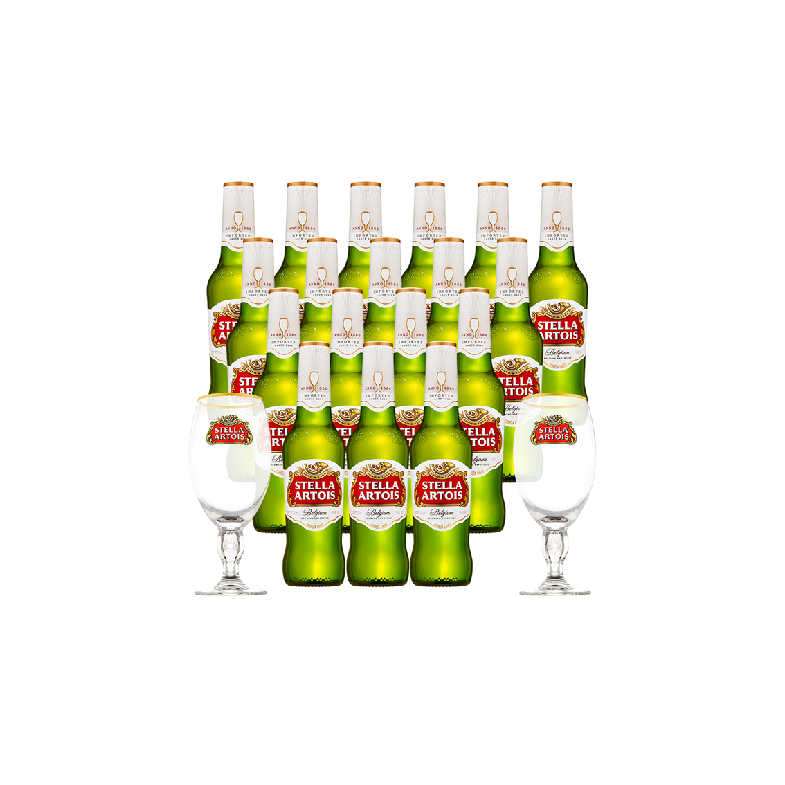 Pack 20 Stella Artois + 2 Chalices | Beerhouse.mx