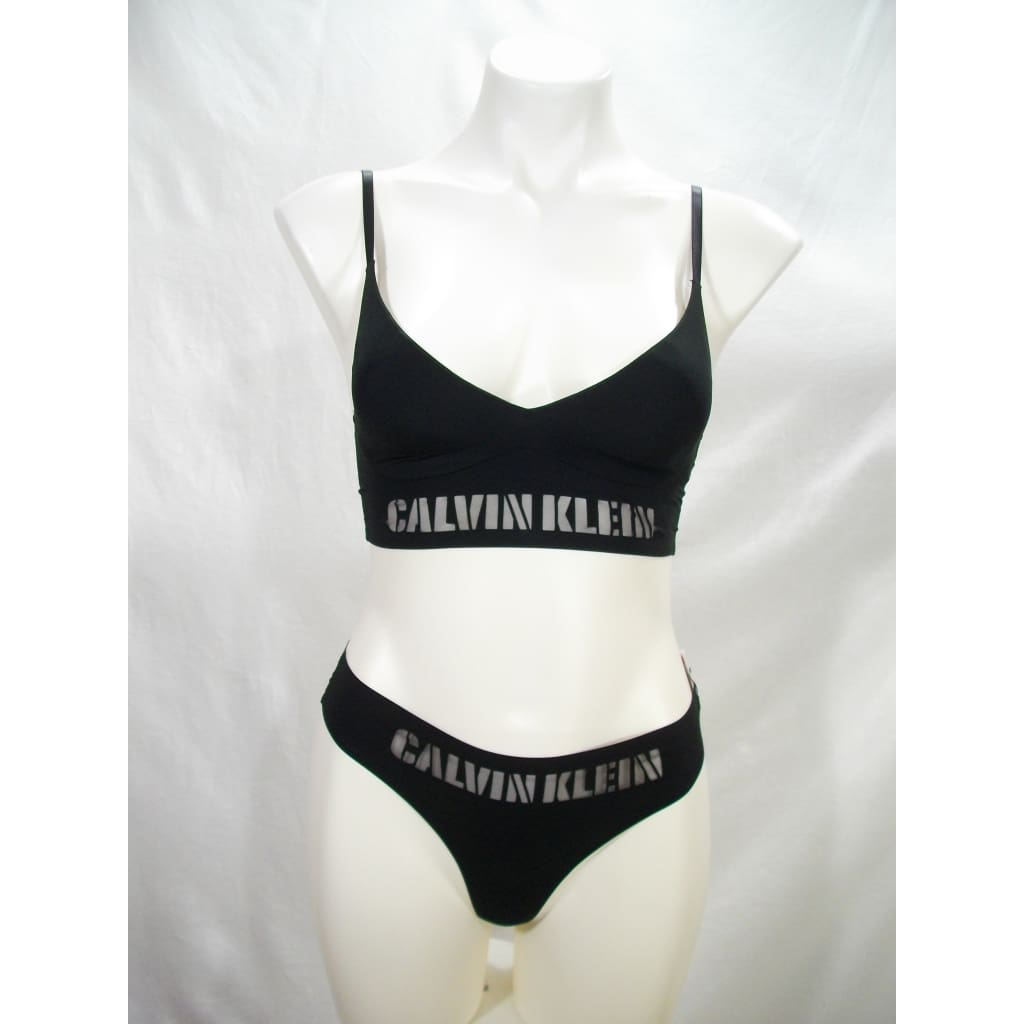 calvin klein black thong set